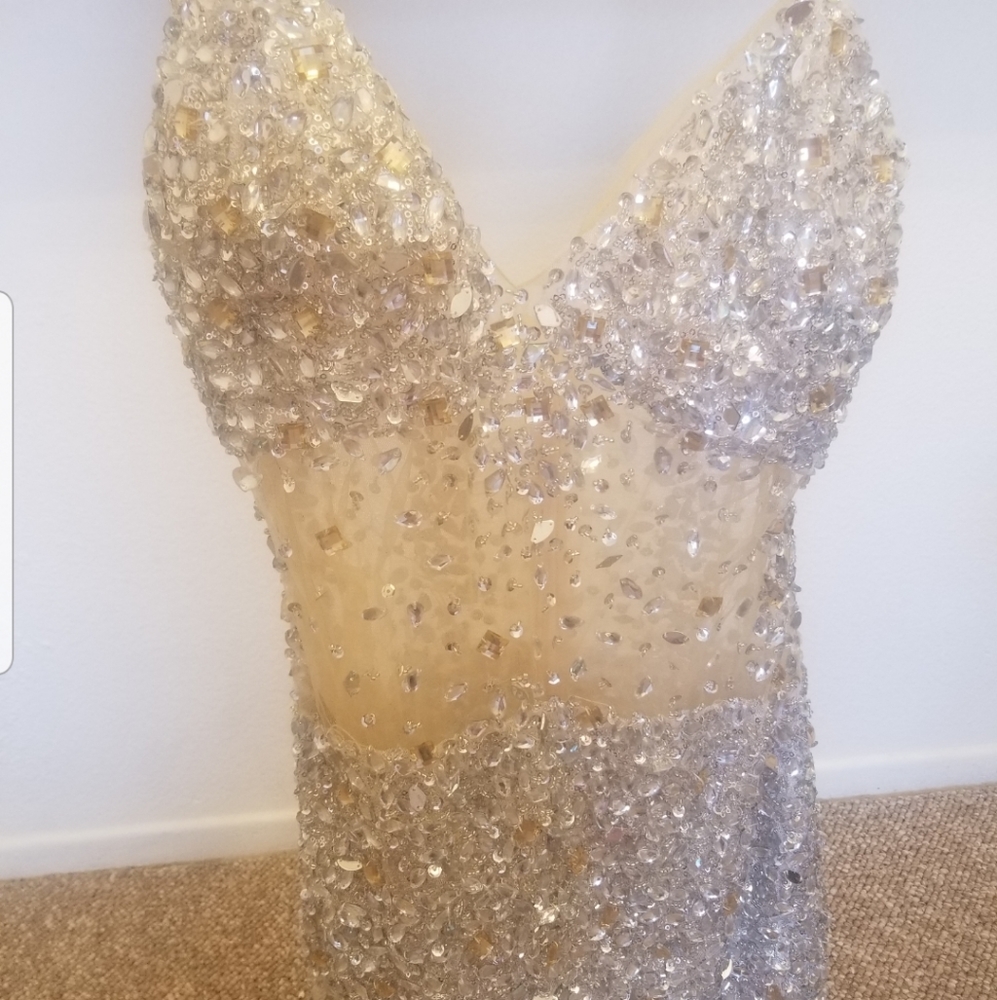 Handmade crystal mesh dress